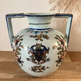 Old vase with floral motif inspired by desvres earthenware
