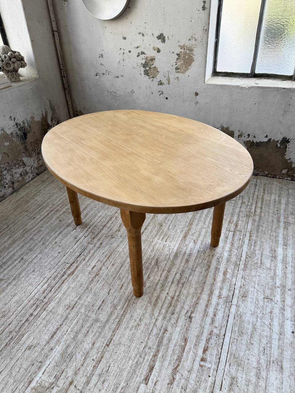 Oval farmhouse table oak 1960