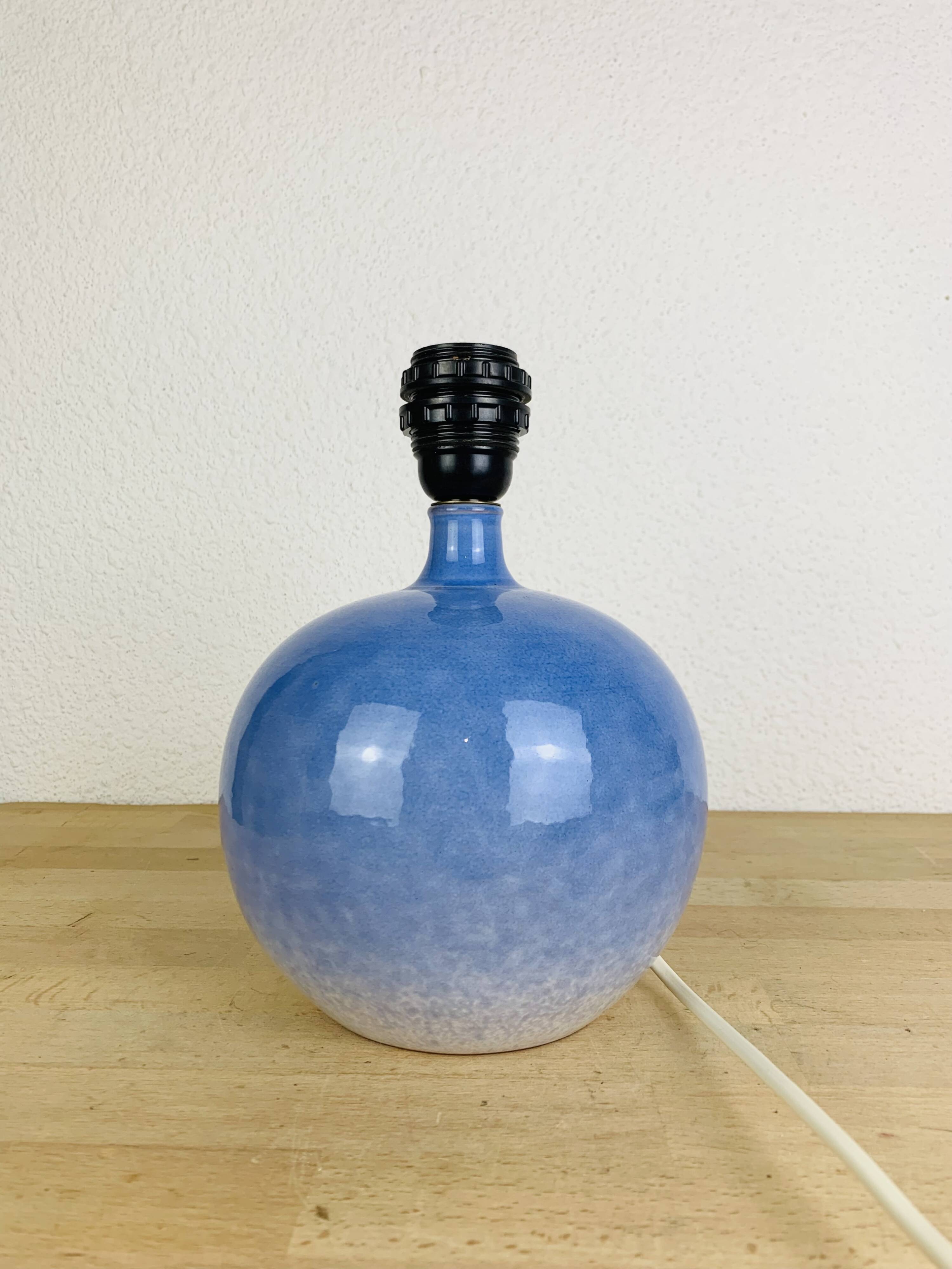 Blue ceramic ball lamp by Duriez, 1980s