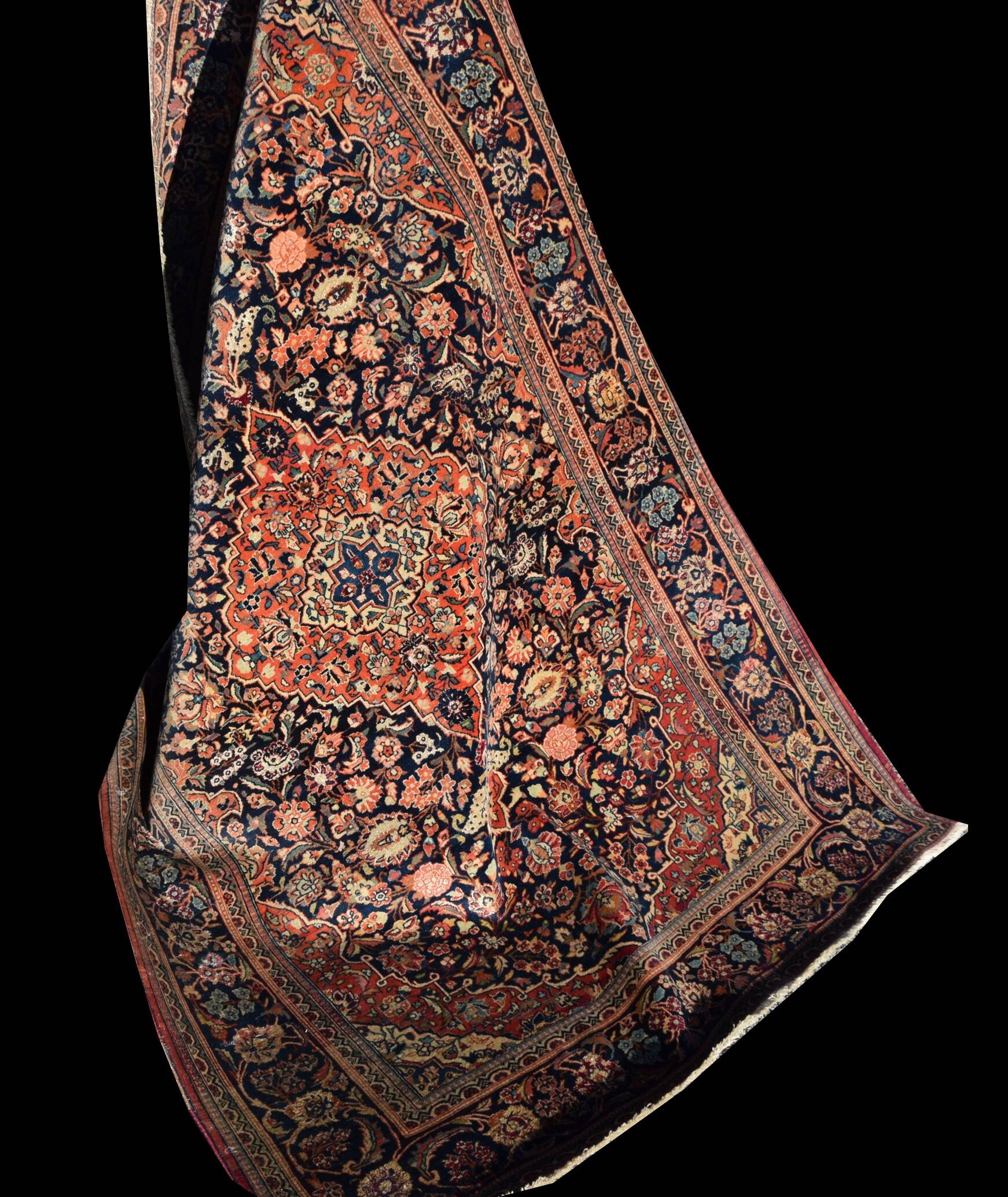 Persian Oriental Carpet Iran KASHAN Wool and Silk - Size: 1.32 X 2.00 Metres