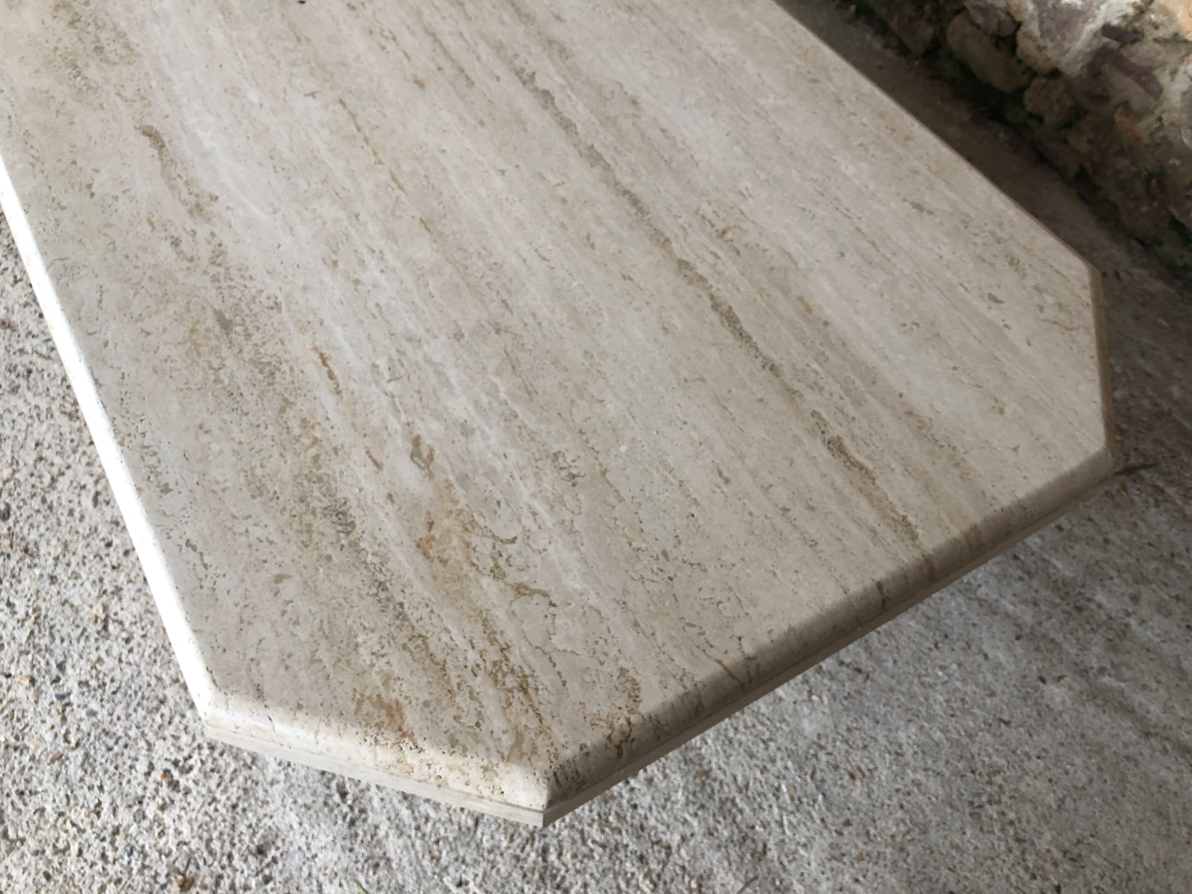 Large octagonal coffee table in 70s/80s travertine