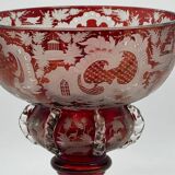 Grande coupe en cristal - Motifs d'animaux, époque 19ᵉ siècle