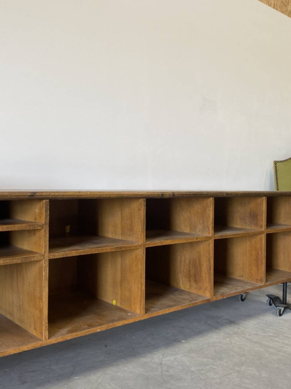 Vintage shop counter made of wood and metal