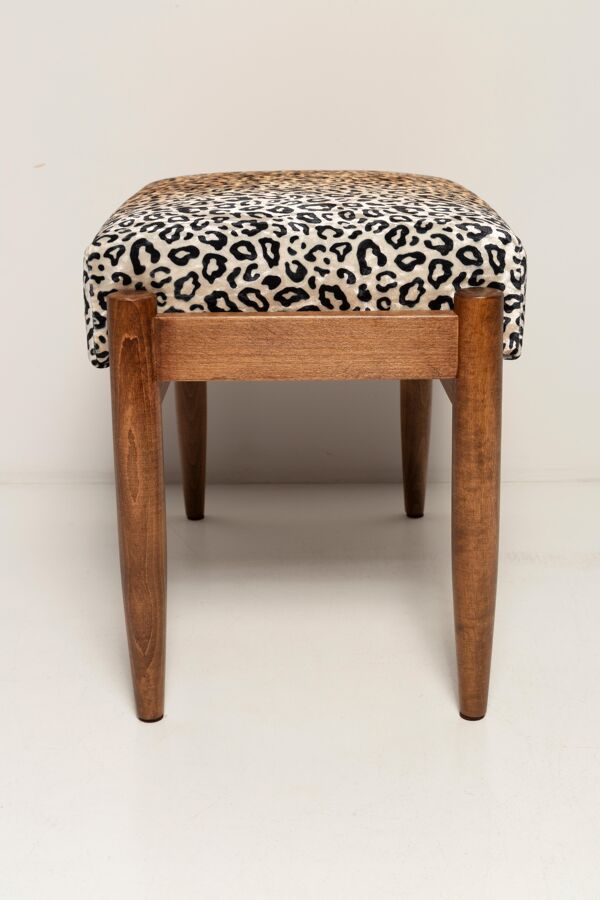 Tabouret vintage en velours léopard, Edmund Homa, Europe, années 1960