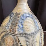 Stoneware lamp (base) signed Joël Courjault for Keraluc – floral decoration