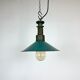 Industrial Green Enamel Factory Pendant Lamp with Cast Aluminium Top, 1960s