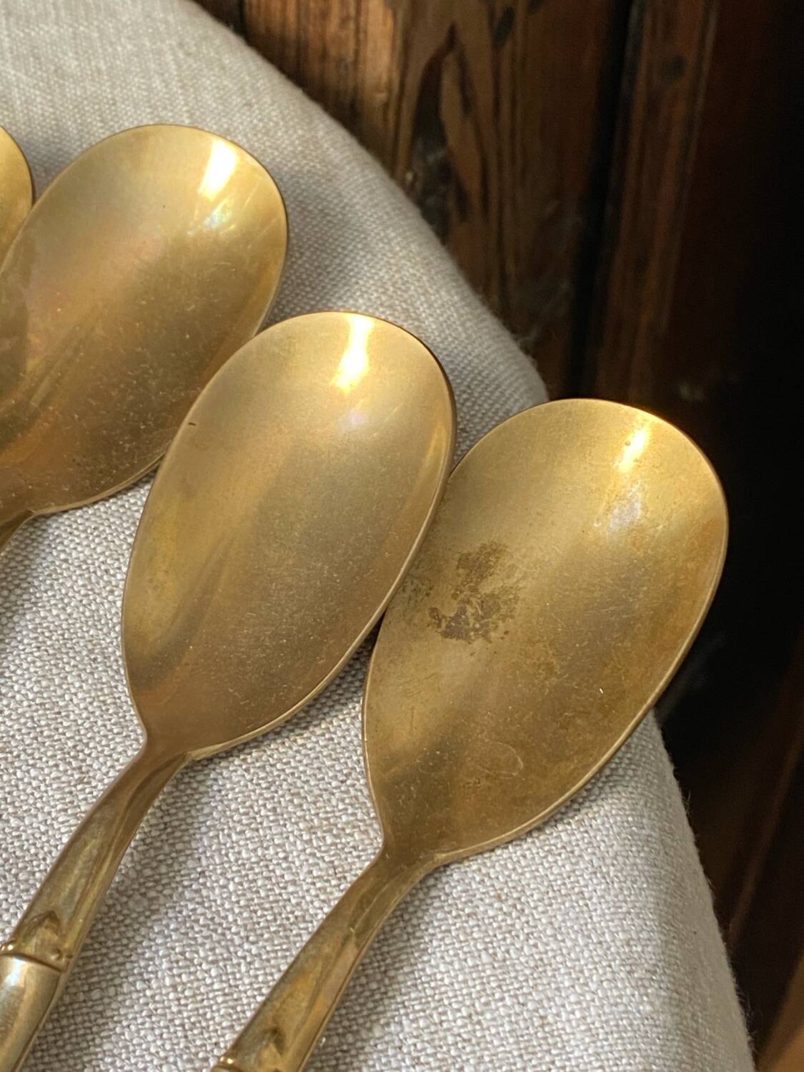 Nickel-plated bronze cutlery set, bamboo style