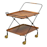 Minimalistic Paul Nagel Teak and Steel Teatrolley. Germany, 1950s