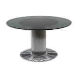 Gastone Rinaldi, Round table in chromed metal and smoked glass, 1970s
