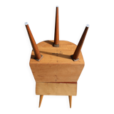 Pair of oak veneered tripod bedside tables 1950