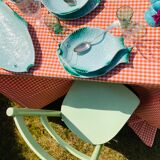 Set of 6 green patinated bistro chairs