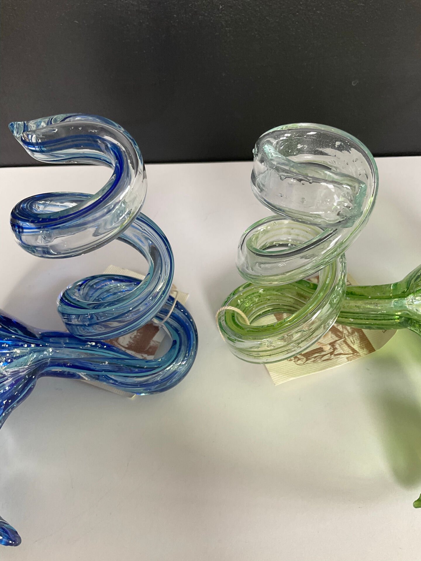 Pair of Murano glass paste candle holders