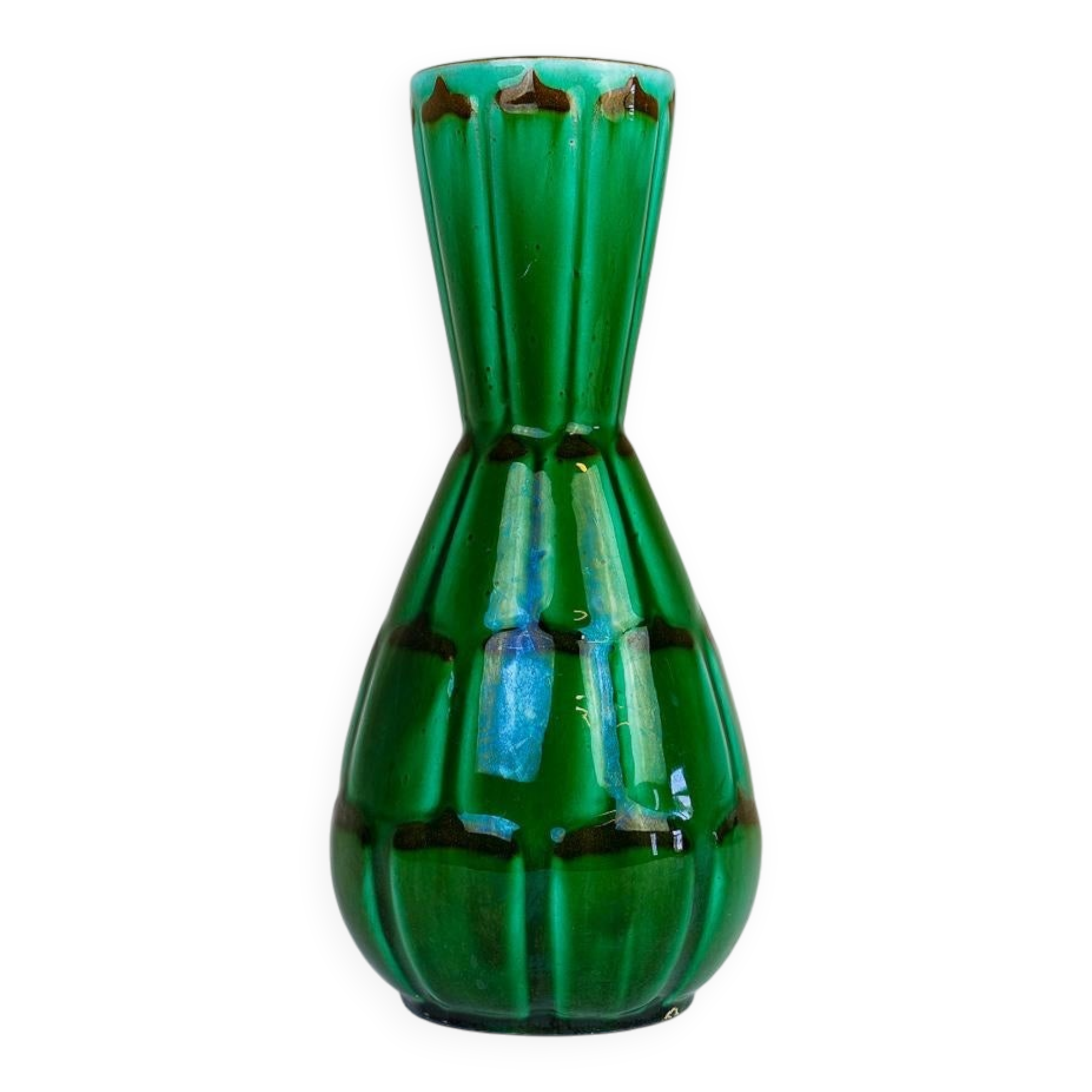 Large Green Midcentury Ceramic Vases and Upsala Ekeby "Capri" Bowl/Tray from the 1950s