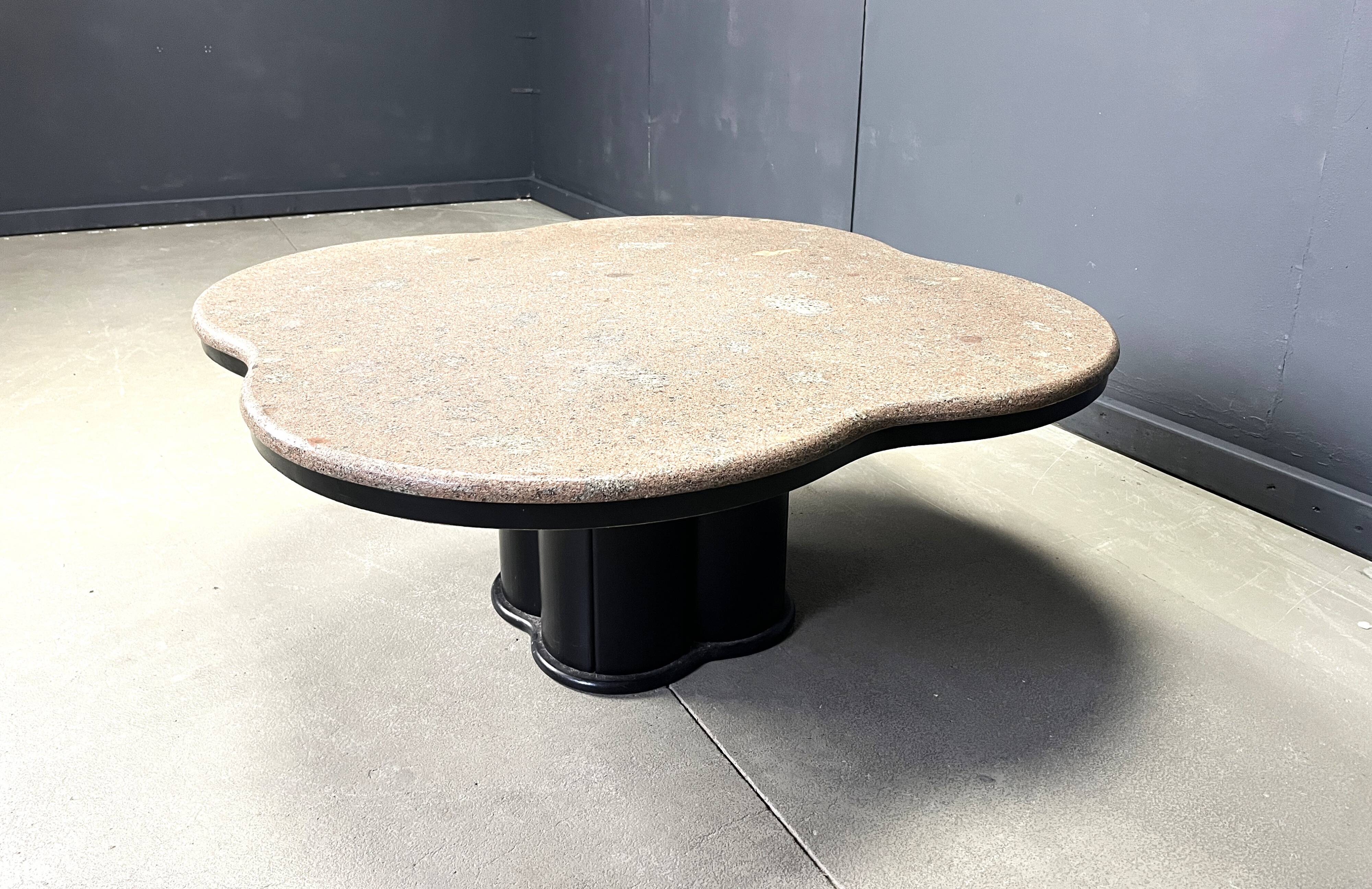 Vintage granite clover-shaped coffee table, 1970s
