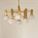 Gaetano Sciolari 1970s Italian Brass & Textured Glass 9-Light Chandelier