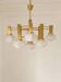 Gaetano Sciolari 1970s Italian Brass & Textured Glass 9-Light Chandelier