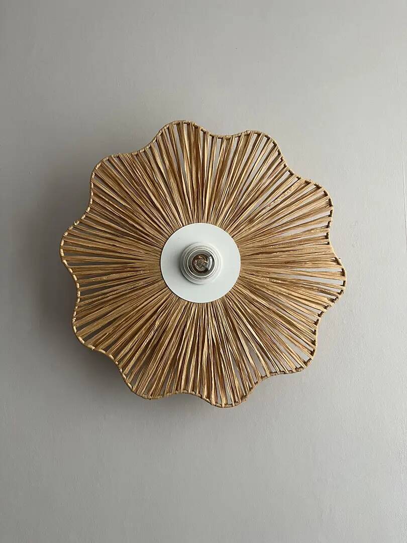 Woven raffia flower applique – 40×9 cm