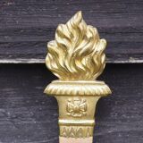 Vintage French Empire Sconces: Gilt Bronze, Salmon Column Double Arm Light