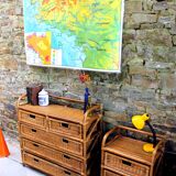 Rattan furniture and wicker vintage chest of drawers chiffonnier 70s