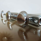 Coat rack in chromed metal, 3 hooks 70s