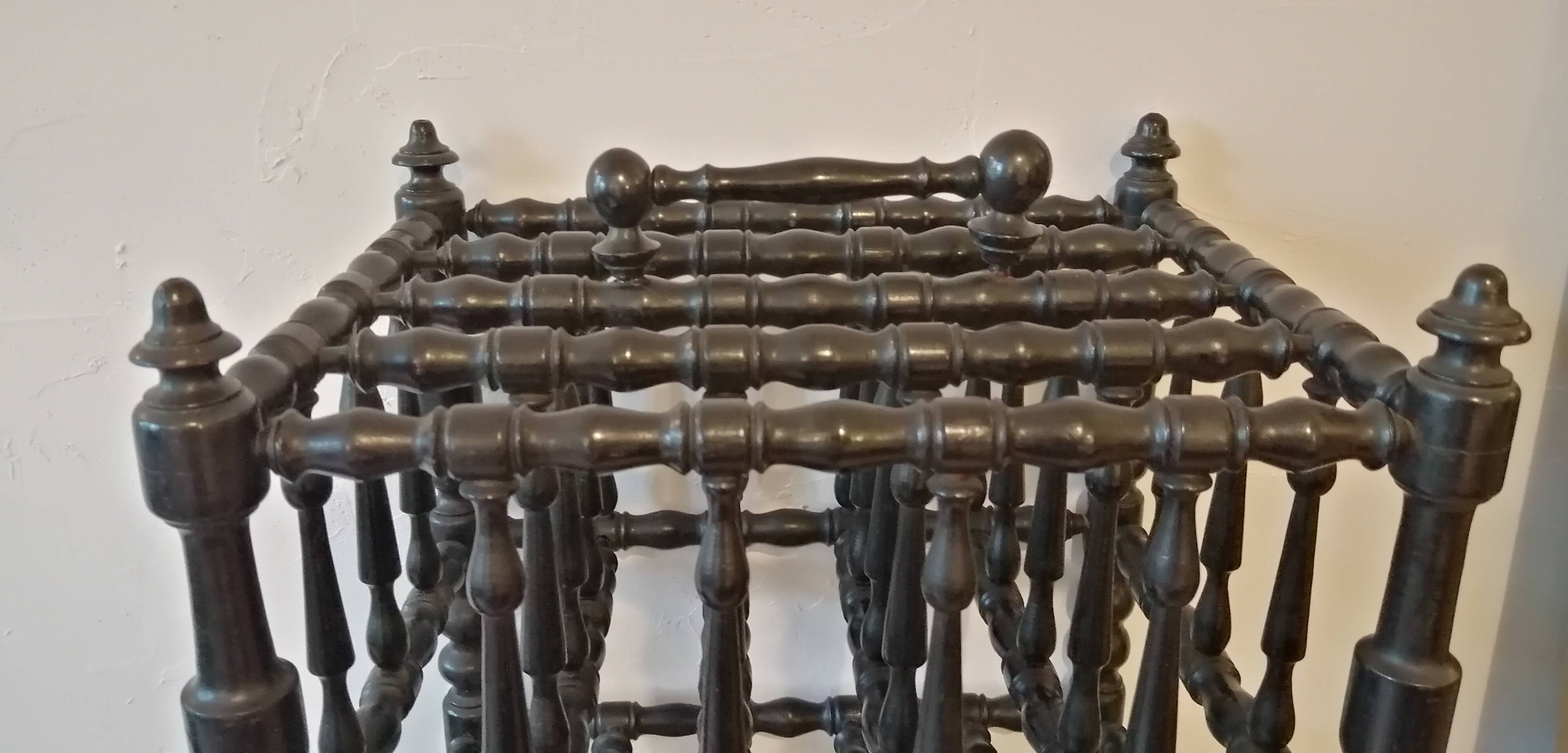 Magazine holder in blackened wood, Napoleon III partition shelf, late 19th century