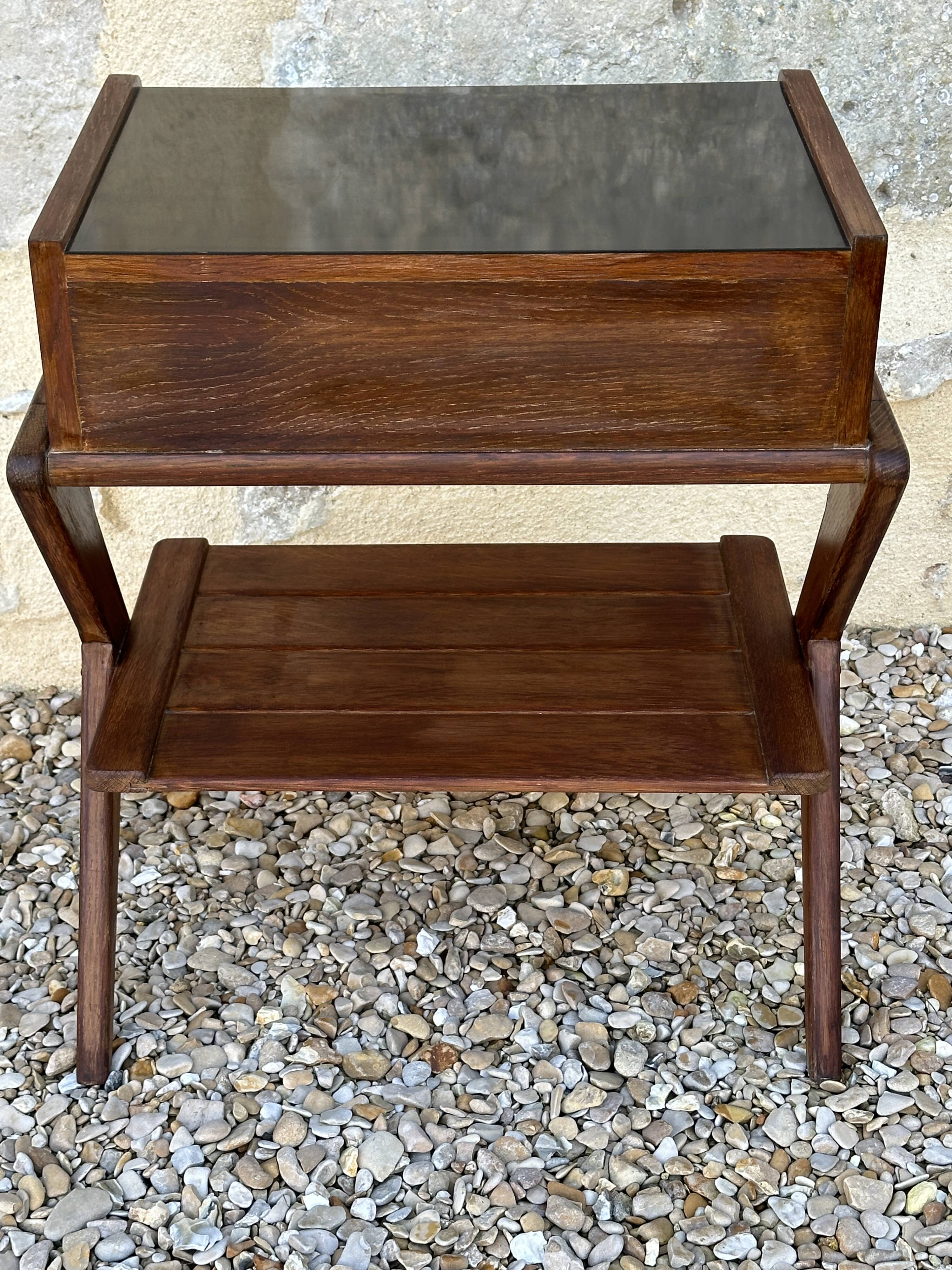 Vintage oak bedside table, 50s and 60s design