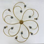 Leola sculptural brass 12-light ceiling or wall flush mount, 1970s