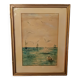 watercolor circa 1900 view of the Arcachon Basin by Raoul Dosque