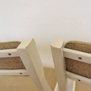 Set of 4 Vintage Wooden Folding Lounge Chairs: Beige Fabric, STOL Kamnik 1970