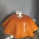 Polish ceiling lamp, orange hand-painted glass with wavy edge, 1970s-80s