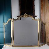 Pare-Feu Ancien en Laiton, Style Louis XV, L 83 cm / H 55 cm