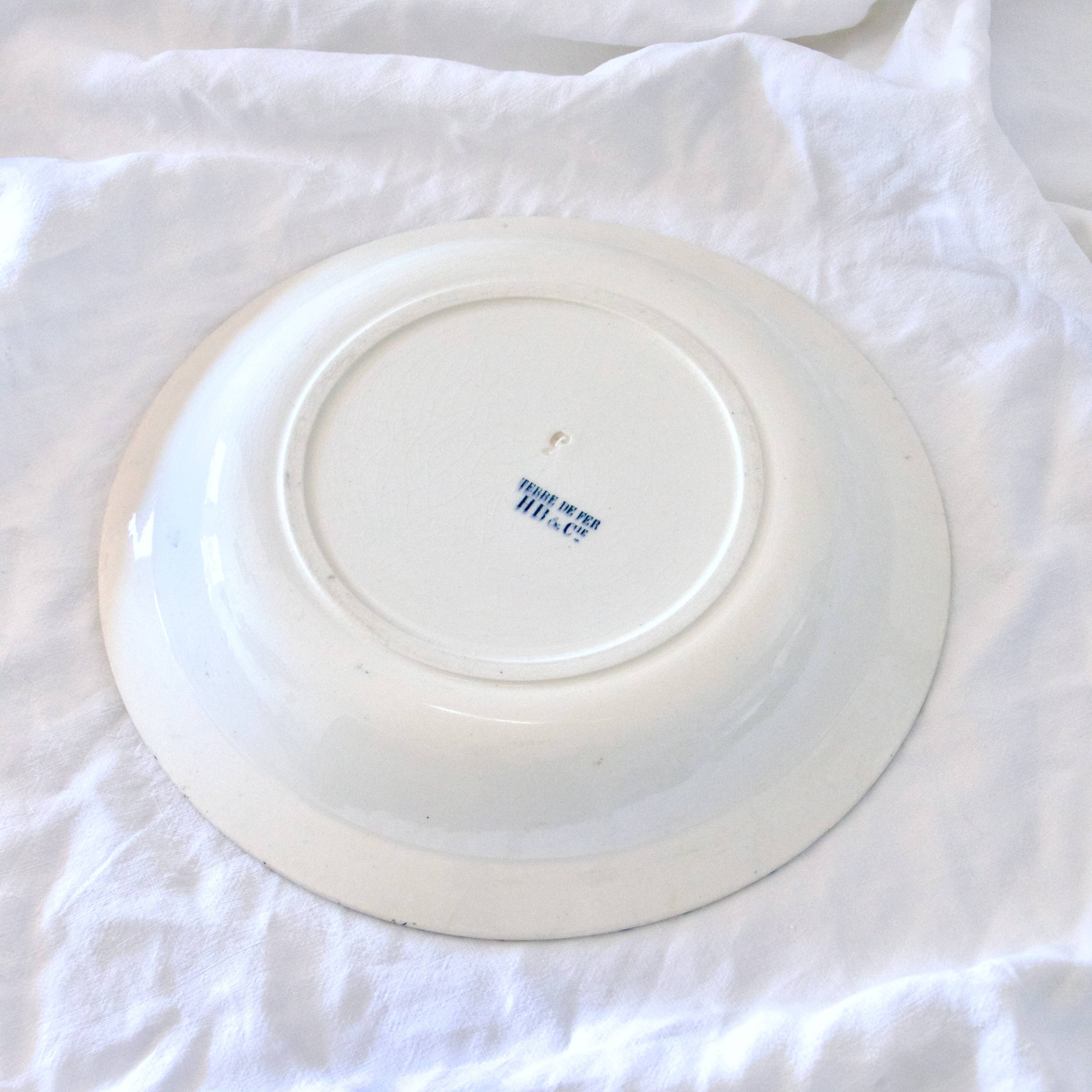 19th century hollow dish iron earth birds Choisy-le-Roi HB&C