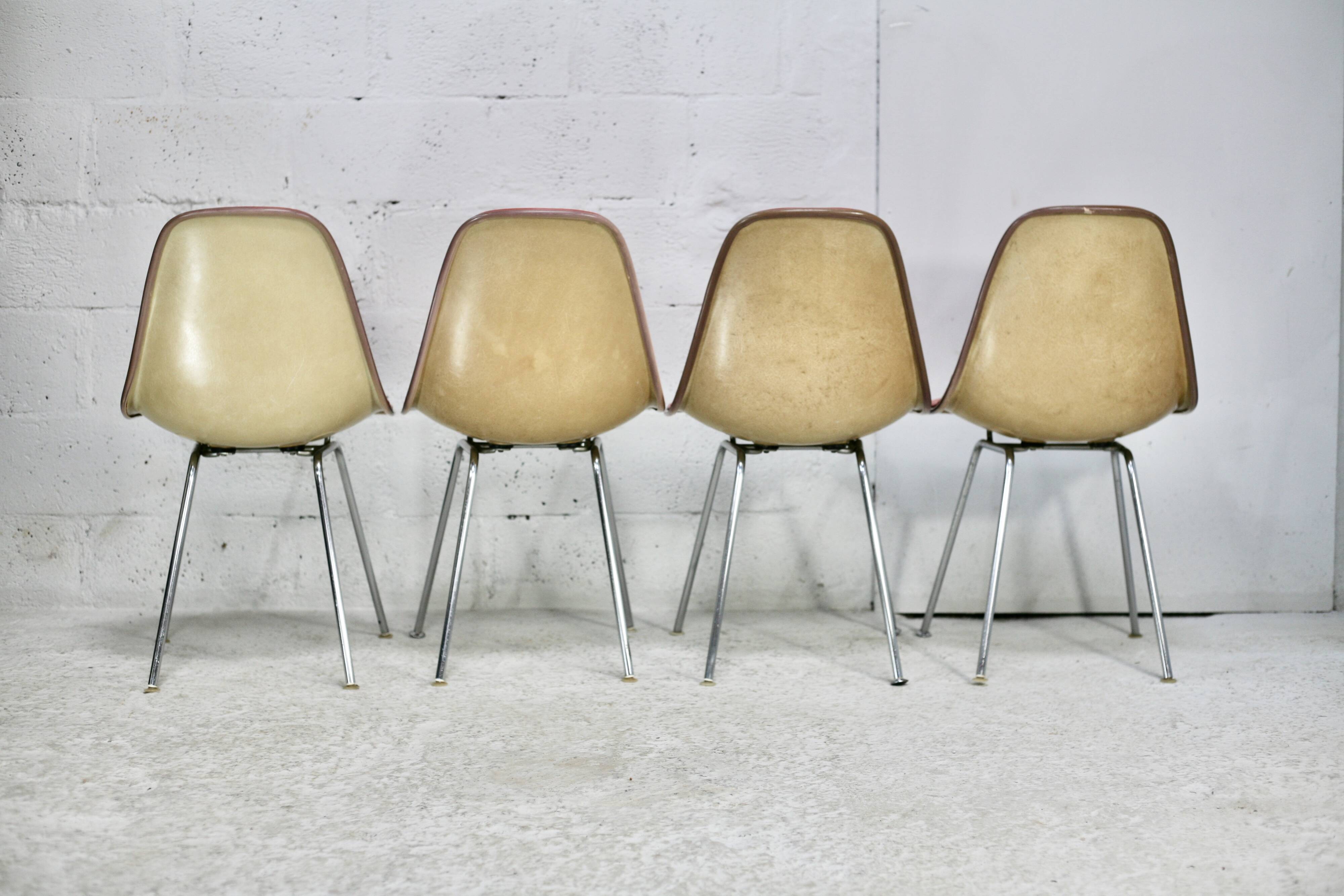 Ray & Charles Eames, Herman Miller edition, set of 4 orange chairs. Circa 1960