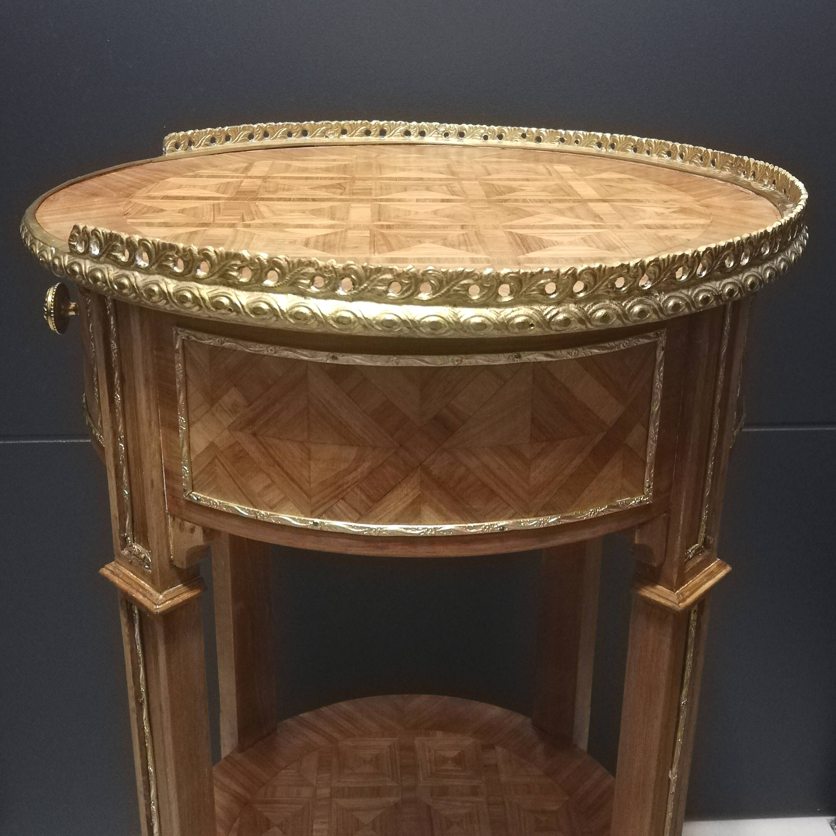 Louis XV style marquetry pedestal table or coffee table