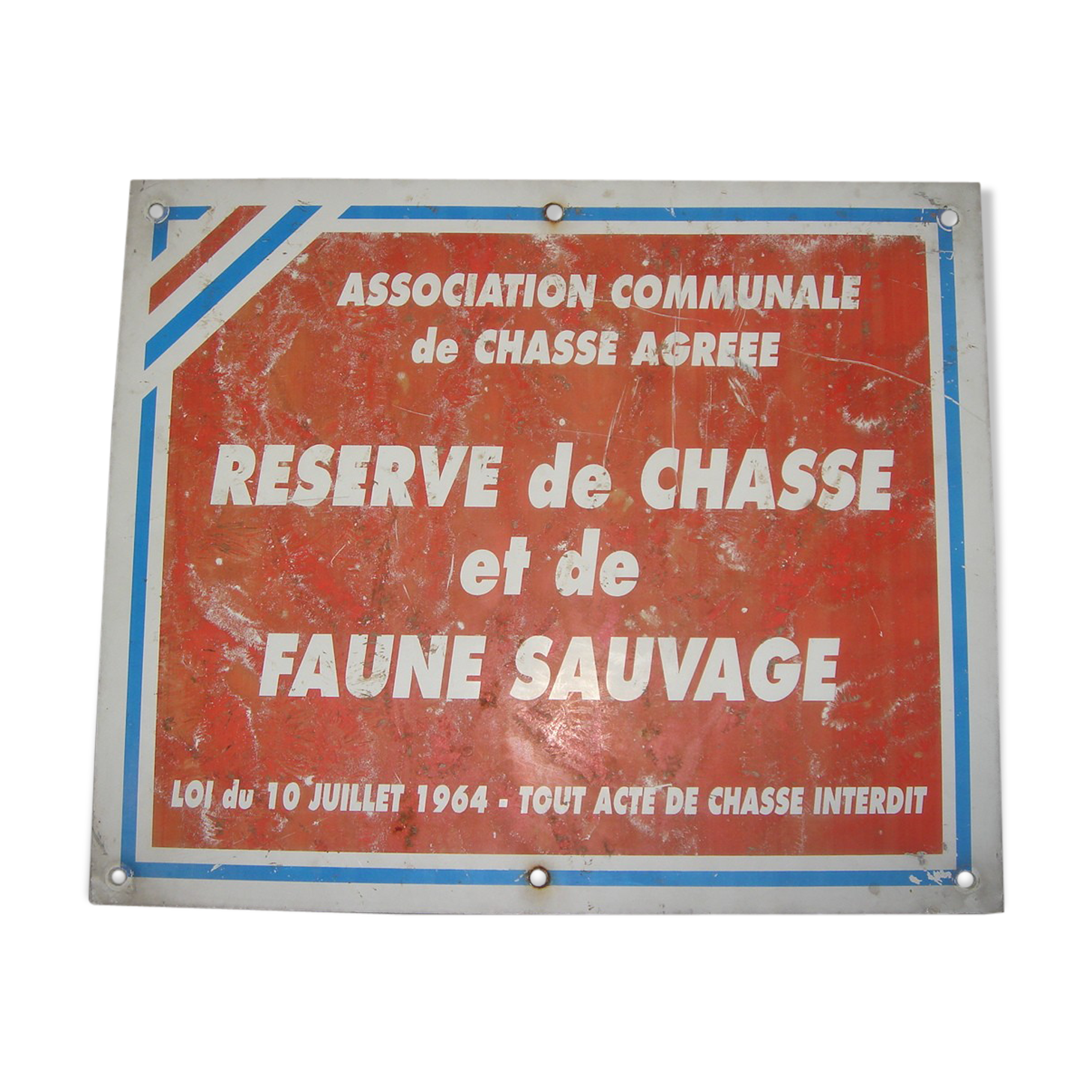 1970 metal plate: Hunting and wildlife reserve