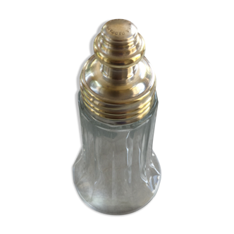 Sucrier saupoudreuse avec bec verseur métal argenté et verre