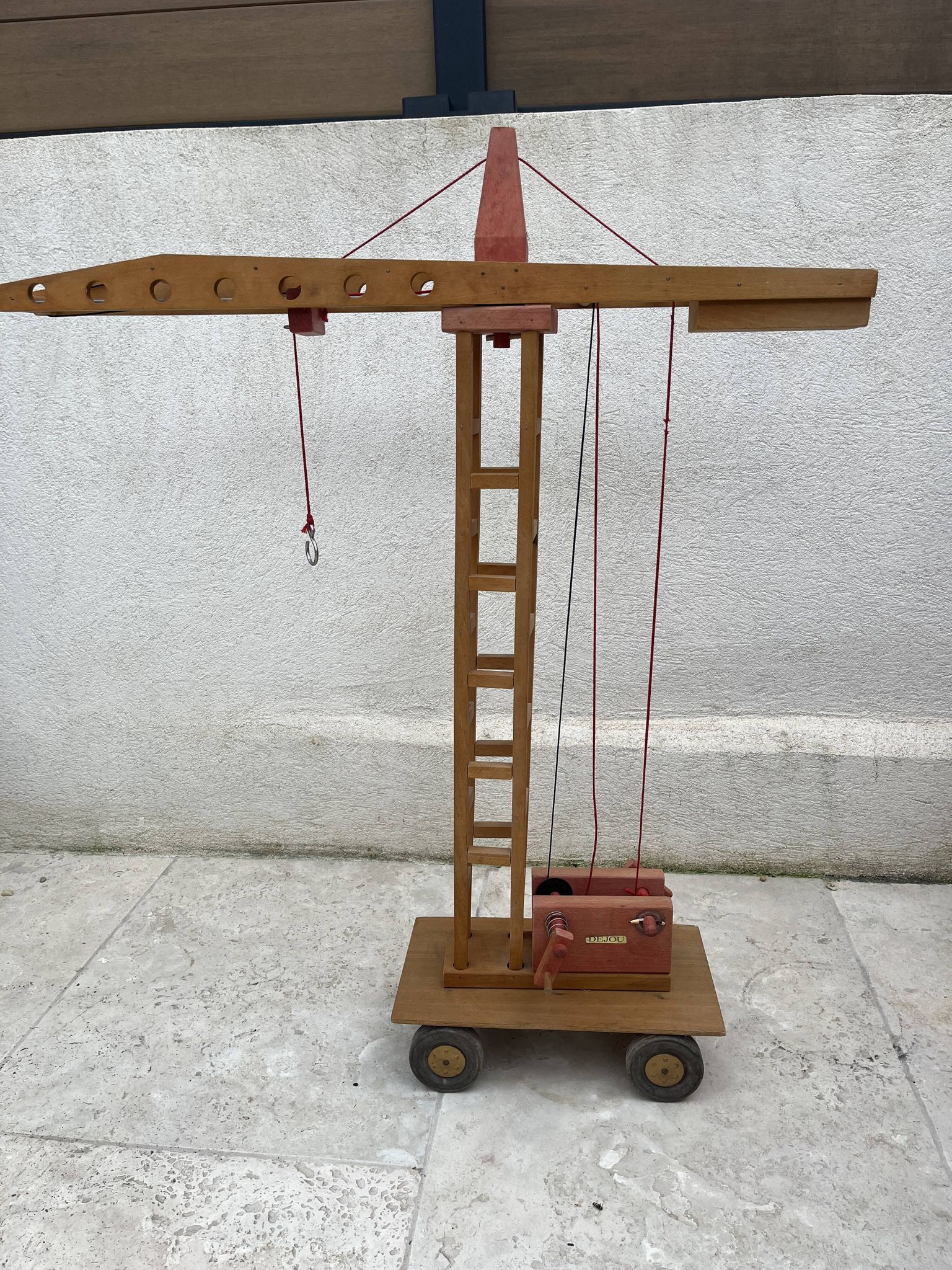 jouet grue en bois Déjou vintage années 60