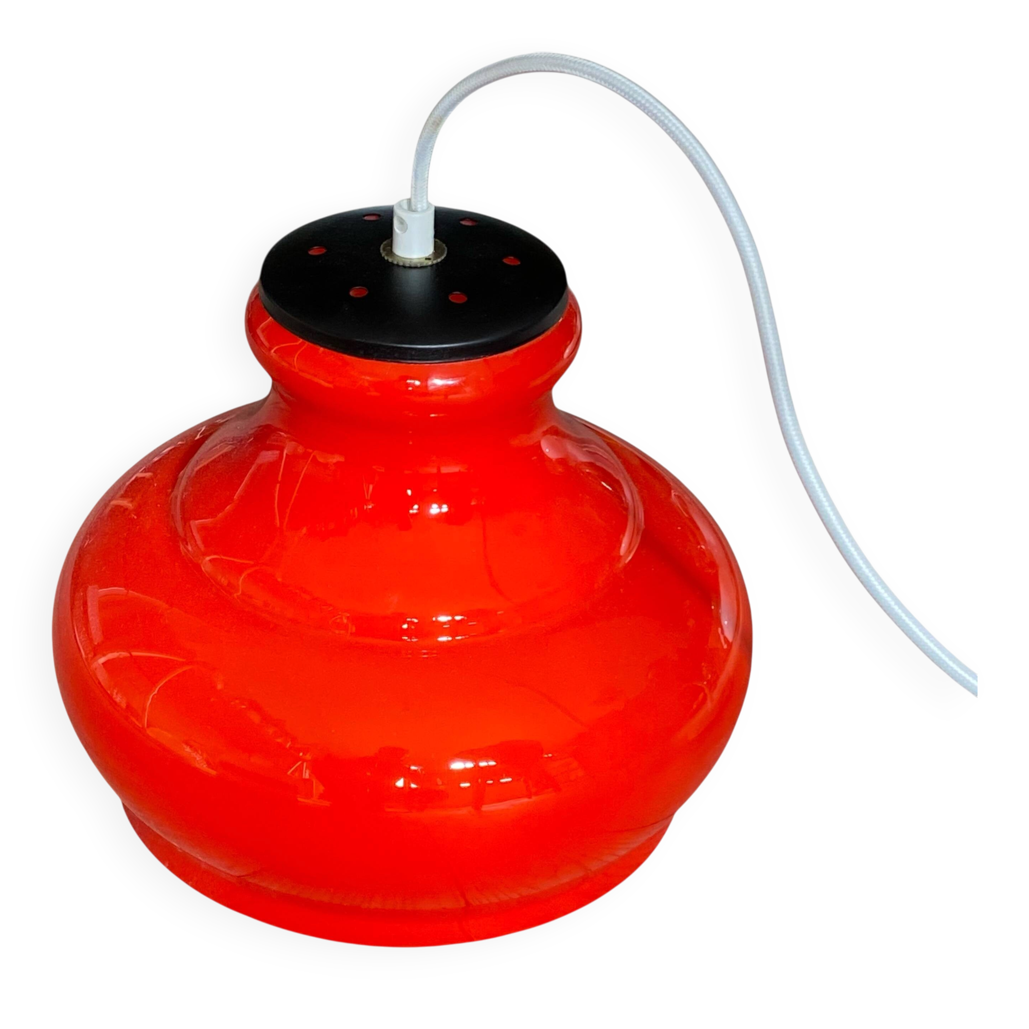 Dark orange opaline glass pendant light