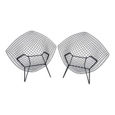 Pair of Harry Bertoia KNOLL 1950s vintage small diamond armchairs