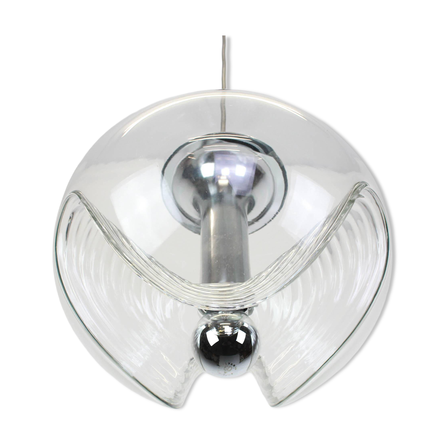 Large transparent glass ceiling light by Koch & Lowy, Peill & Putzler, Germany, 1970.