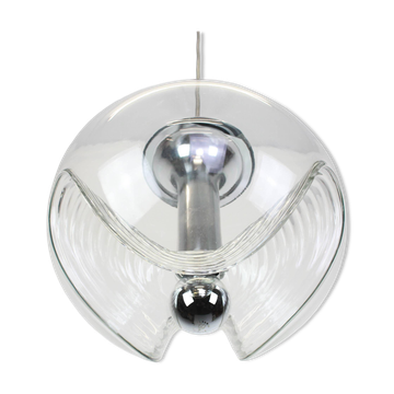 Large transparent glass ceiling light by Koch & Lowy, Peill & Putzler, Germany, 1970.