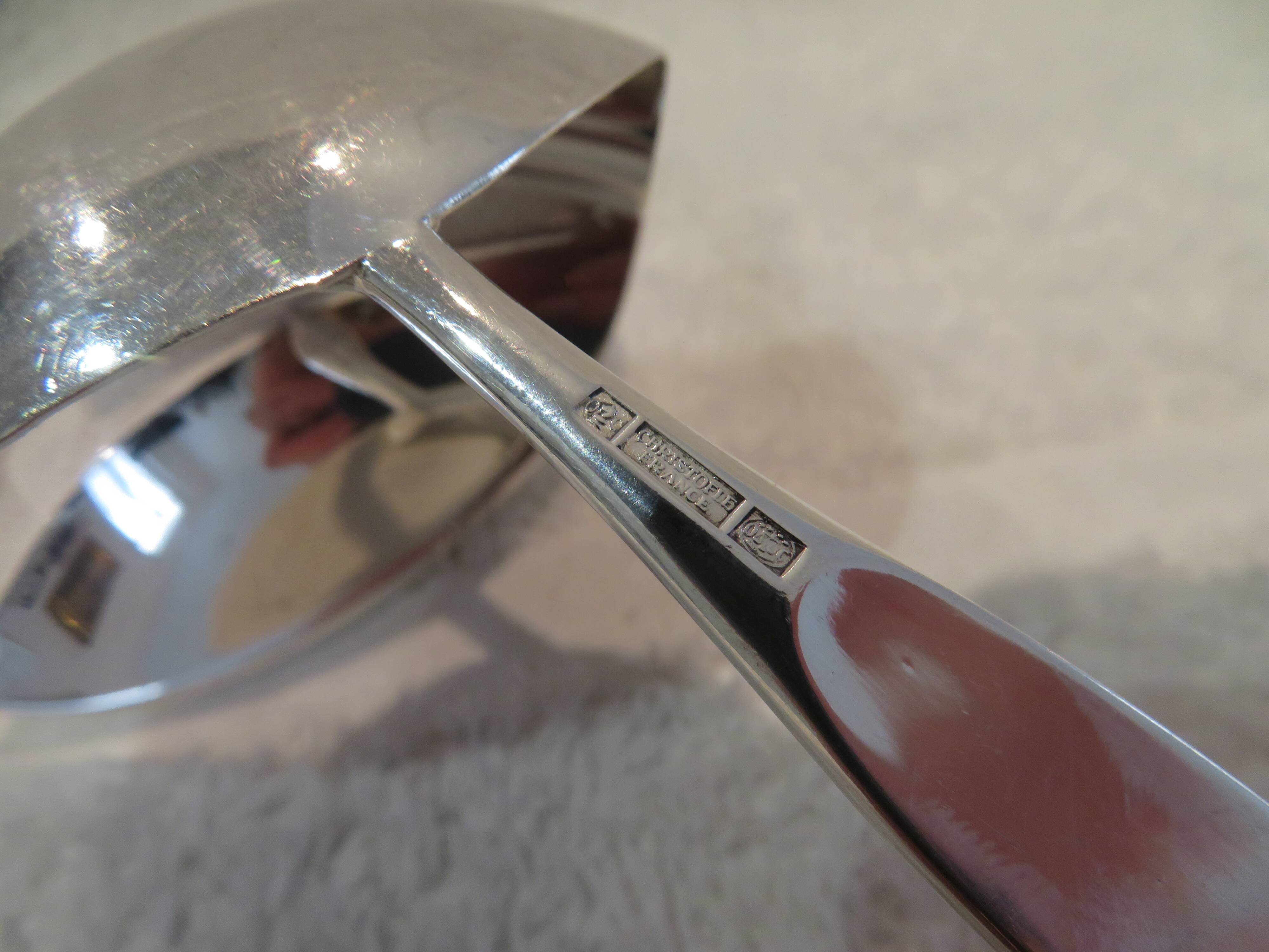 Christofle Duo 17cm silver plated metal lean fat ladle