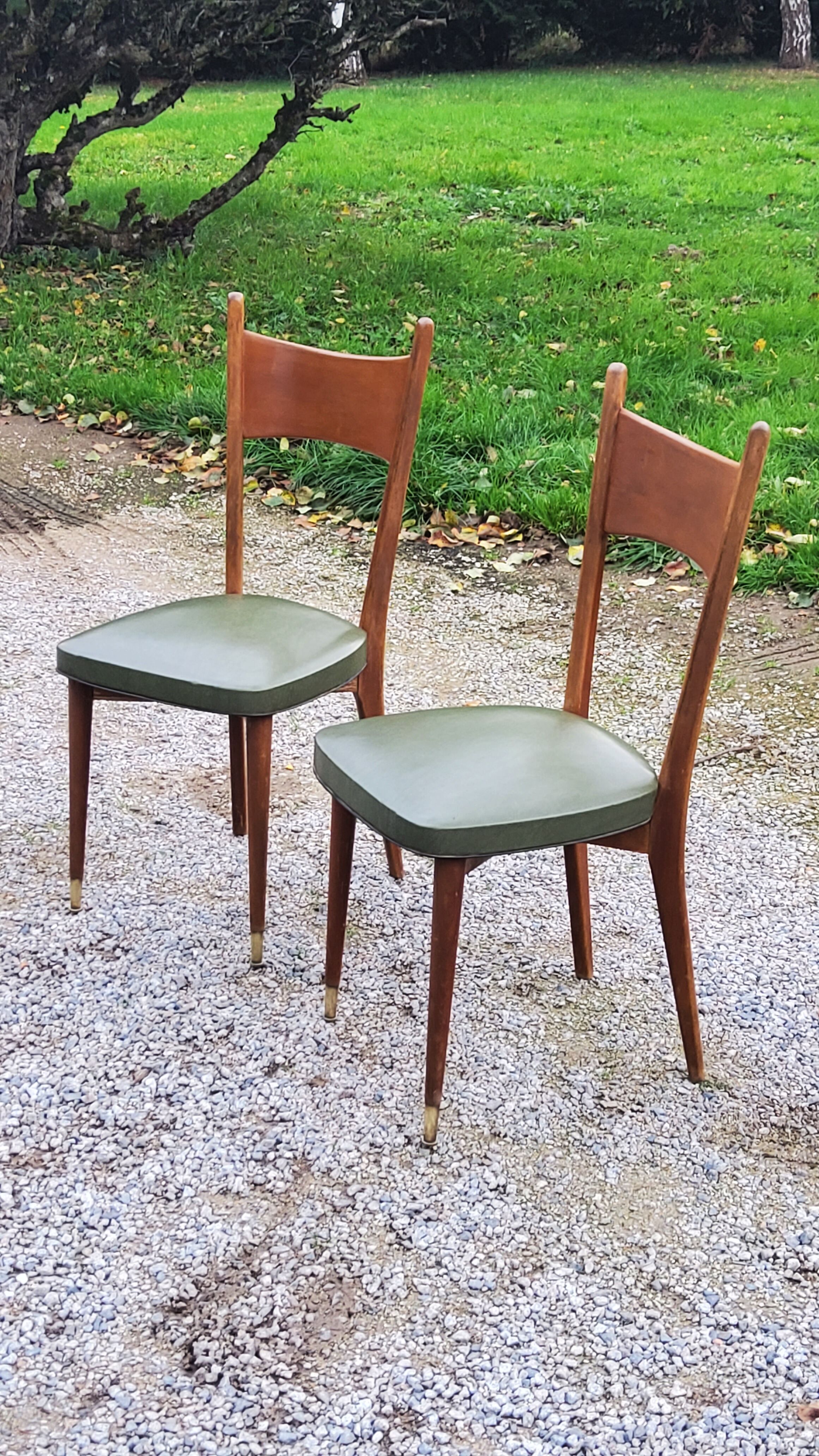 Pair of 50's Scandinavian style mahogany chairs
