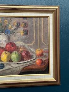 Original Swedish Oil on Canvas – 'Still Life with Vase and Fruits' by Christian Rhode – Signed – Vintage & Framed