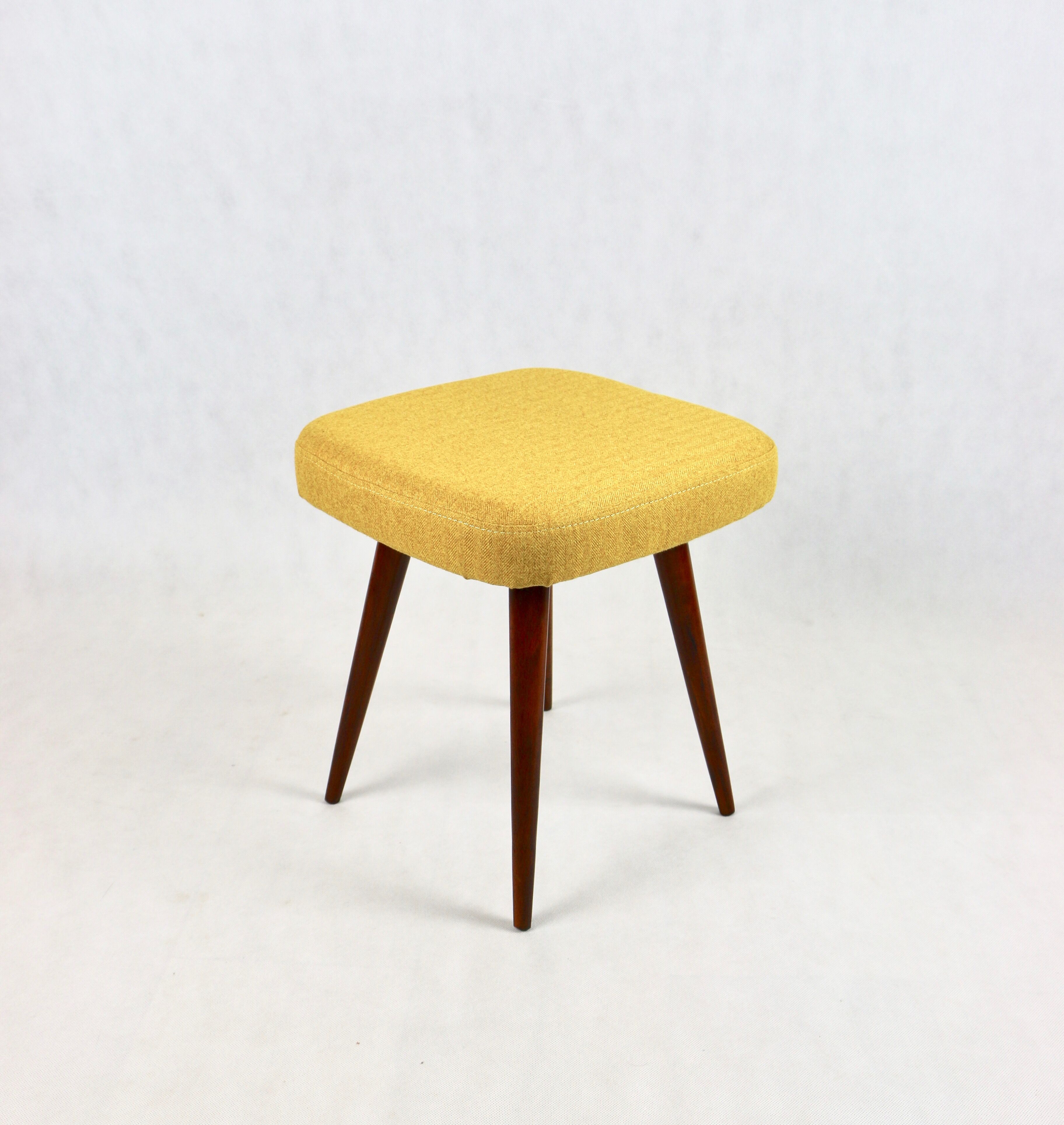 Vintage Yellow Tweed Stool, 1970s