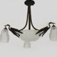 Art deco wrought iron chandelier - signed ros (degué) decoration birds