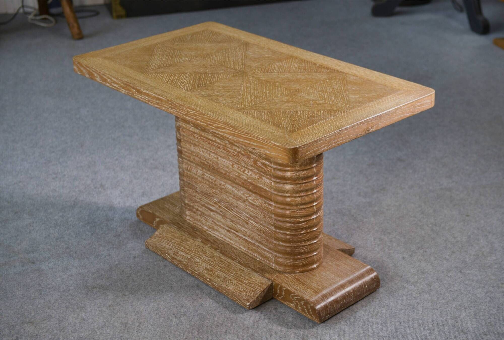 Oak side table attributed to Gaston Poisson, 1960s.