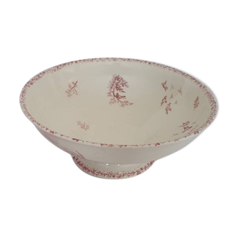 Saladier ancien terre de fer décor floral modèle floral de la manufacture française Boulenger