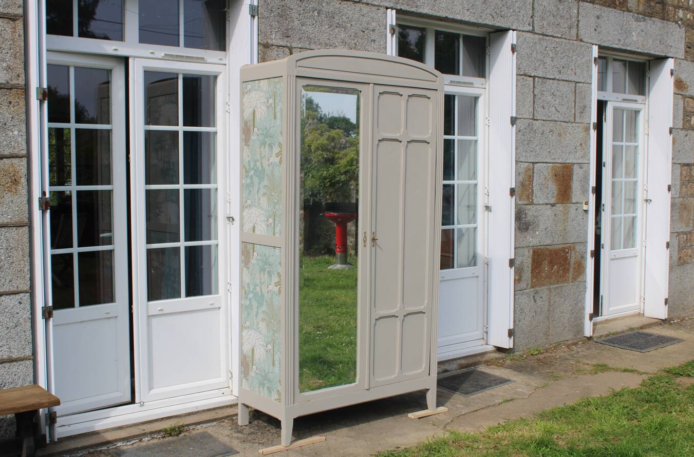 Vintage Parisian upholstered wardrobe
