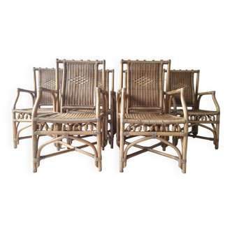 Set of 6 wicker armchairs